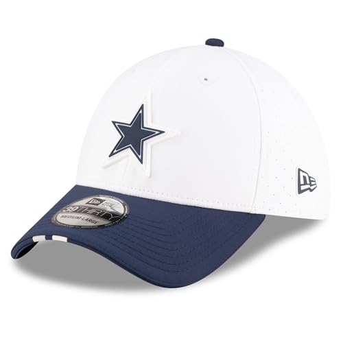 New Era Men's White/Navy Dallas Cowboys 2025 NFL Training Camp 39THIRTY Flex Hat