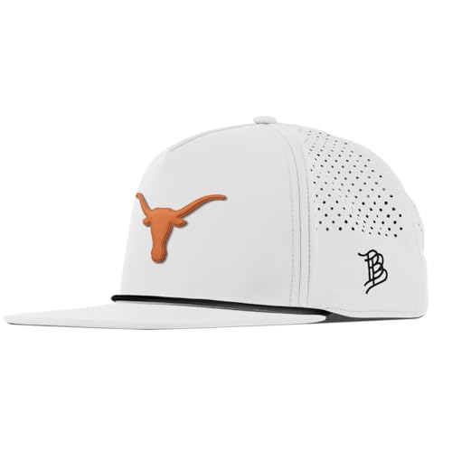Branded Bills Texas Longhorns Flat 5 Panel Rope Hat for Men Adjustable Snapback Baseball Cap White