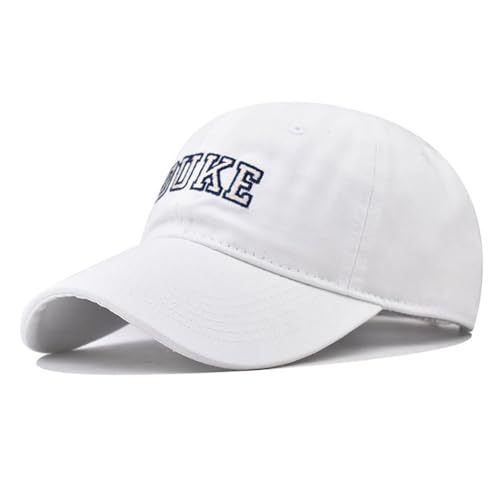 Vintage Washed Duke Men's Baseball Cap Classic Style Unisex Baseball Cap Dad Hat Outdoor Cap (US, Alpha, Large, White)