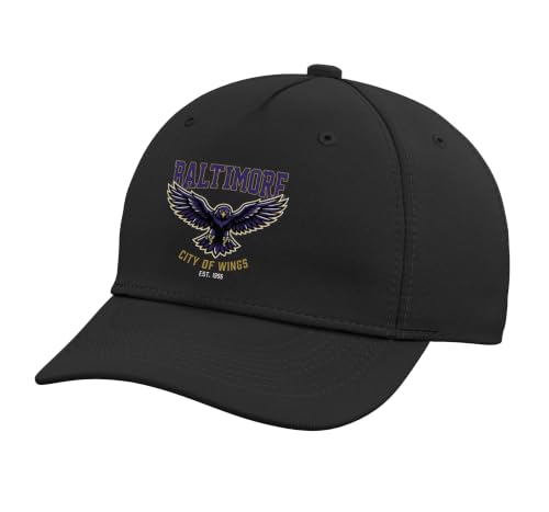Baltimore City of Wings Raven Adjustable Printed Baseball Hat, Black