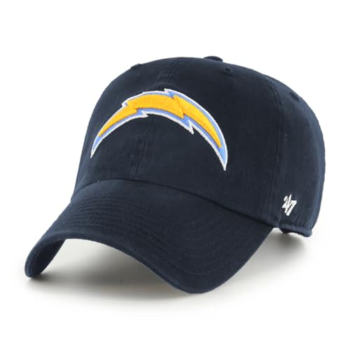 47 NFL Unisex Adult Clean Up Primary Logo Adjustable Hat Cap One Size (US, Alpha, One Size, Los Angeles Chargers - Navy, Los Angeles Chargers)