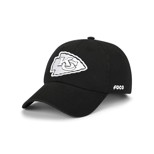 FOCO Kansas City Chiefs NFL Black & White Casual Cap - Black
