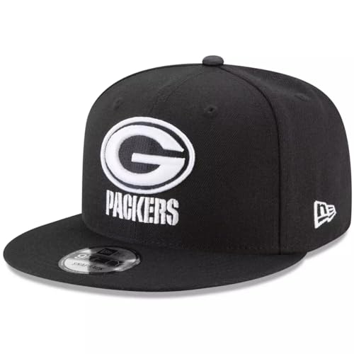 New Era NFL 9FIFTY Black/White Adjustable Snapback Hat Cap One Size Fits All (Green Bay Packers)