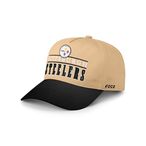 FOCO Pittsburgh Steelers NFL Signature Bars Marquee RF Cap - Khaki/Black