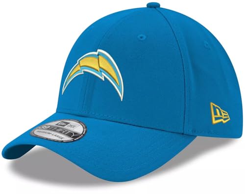 New Era Unisex-Adult NFL 39THIRTY Team Color Primary Primary Logo Stretch Fit Flex Football Cap Hat - Los Angeles Chargers Blue - Medium/Large
