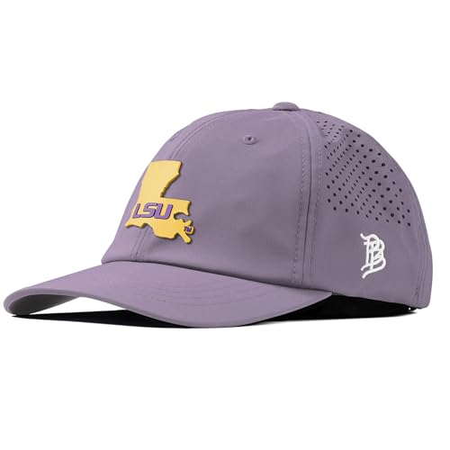 Branded Bills Officially Licensed x LSU Tigers Purple Performance Dad Hat Gold State PVC