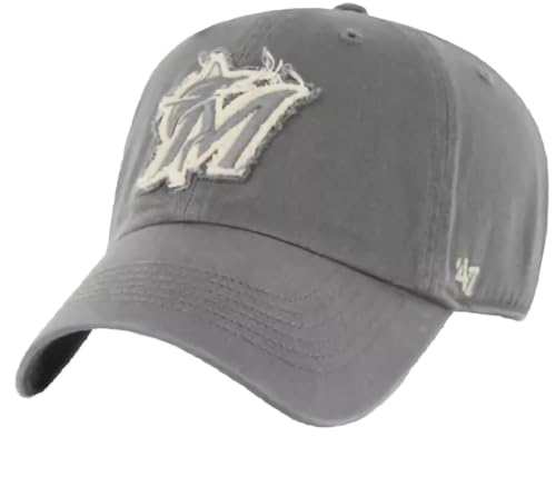 47 MLB Perfect Game Clean Up Adjustable Hat Cap, Adult One Size - Miami Marlins Gray