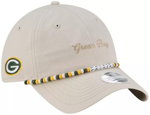New Era Green Bay Packers Women's Friendship Bracelet 9TWENTY Cream Cap - NFL Adjustable Ladies Baseball Hat