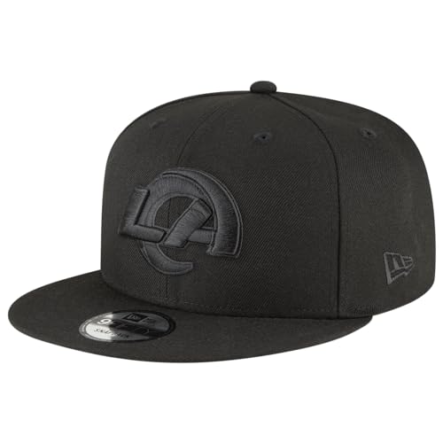 New Era NFL 9FIFTY Black On Black Adjustable Snapback Hat Cap One Size Fits All (US, Alpha, One Size, Los Angeles Rams)