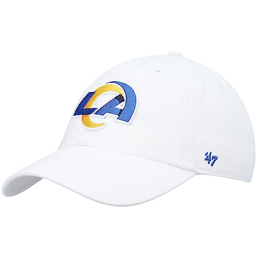 47 Men's White Los Angeles Rams Logo Clean Up Adjustable Hat