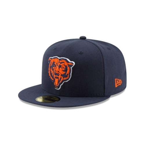 New Era NFL 59FIFTY Chicago Bears Navy Team Color Historic Logo Authentic Collection Fitted On Field Football Cap Hat - 7 5/8