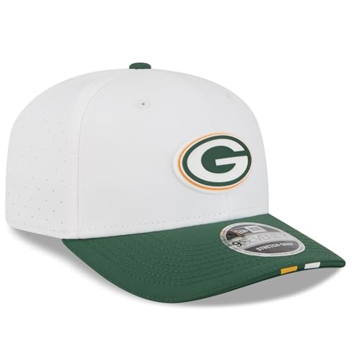 New Era Unisex-Adult NFL 2025 Training Camp White 9SEVENTY Football Stretch Adjustable Snapback Hat One Size Fits All - Green Bay Packers