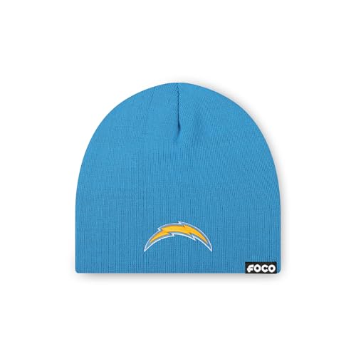 FOCO Los Angeles Chargers NFL Basic Primary Logo Skull Beanie - Blue Raz