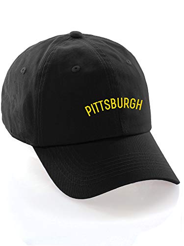 Daxton USA Cities Baseball Dad Hat Cap Cotton Unstructure Low Profile Strapback - Pittsburgh Black Gold