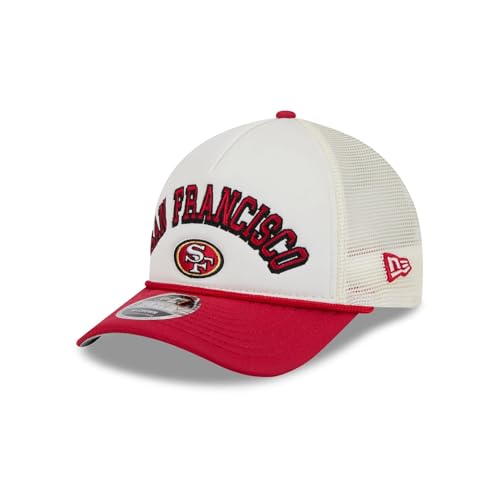 New Era NFL Chrome Arch 9FORTY M-Crown A-Frame Trucker Mesh Adjustable Snapback Hat One Size Fits All - San Francisco 49ers - Red