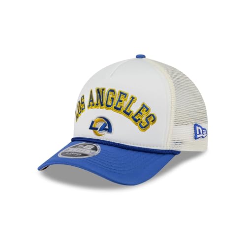 New Era NFL Chrome Arch 9FORTY M-Crown A-Frame Trucker Mesh Adjustable Snapback Hat One Size Fits All - Los Angeles Rams - Blue
