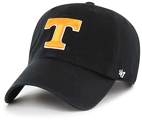 47 Tennessee Volunteers Hat Mens Womens Clean Up Adjustable Cap, Black, Orange Logo