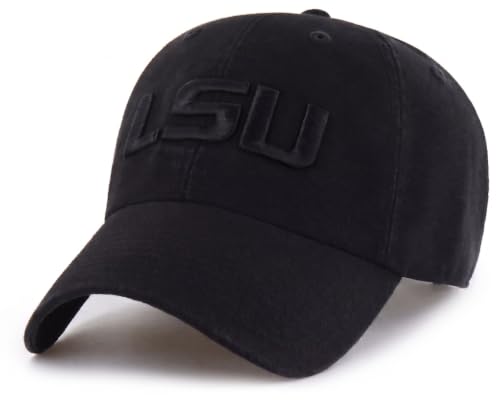 Officially Licensed LSU University Classic Edition Black Clean Up Hat Adjustable Relaxed Fit Tigers Primary Home Team Logo Embroidered Baseball Cap