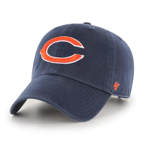 47 NFL Unisex Adult Clean Up Primary Logo Adjustable Hat Cap One Size (US, Alpha, One Size, Chicago Bears - Navy Alternate, Chicago Bears)