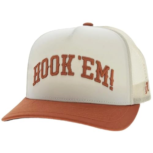 HOOEY Men's University of Texas Officially Licensed Collegiate Adjustable Snapback Hat Cream/Orange