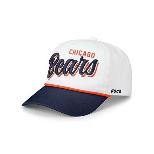 FOCO Chicago Bears NFL Monty Script Marquee RF Cap - White/Navy