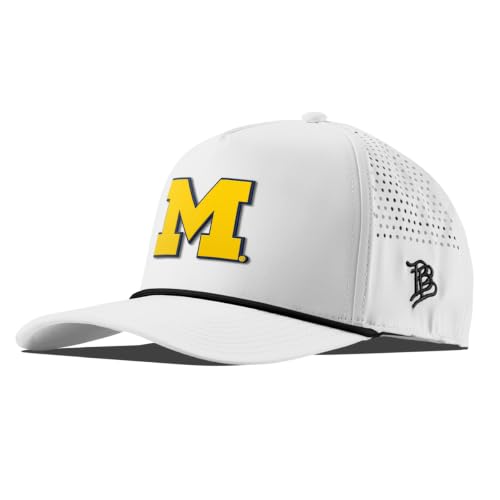 Branded Bills Officially Licensed x Michigan Wolverines White Black Rope 5-Panel Michigan Block PVC