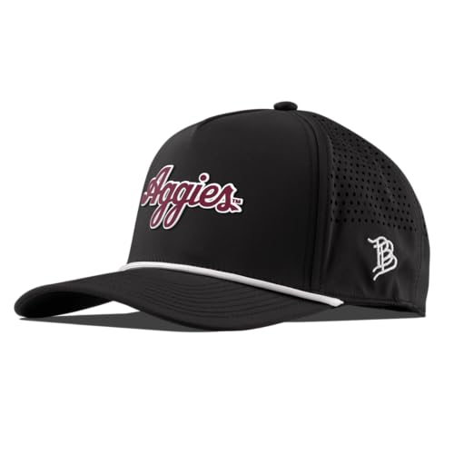 Branded Bills Texas A&M Aggies Curved Hats for Men, NCAA Licensed 5 Panel Rope Baseball Cap, Adjustable Snapback Black