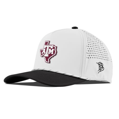 Branded Bills Texas A&M Outline Curved 5 Panel Rope Hat for Men Adjustable Snapback Baseball Cap White/Black