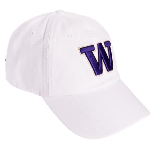 Desert Cactus University of Washington Embroidered Baseball Hat (C1) White | Officially Licensed UW Huskies Cotton Baseball Cap Brimmed Embroidered with Snapback Strap, Men Women Fan Gift Merch