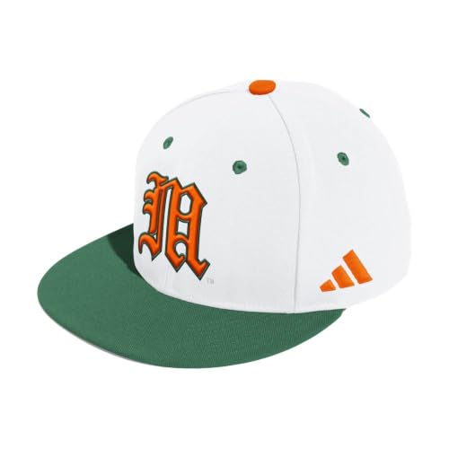 adidas Mens Miami Hurricanes Cap - White - Size 71/2