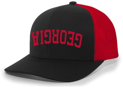 Trenz Shirt Company Mens Upside Down Georgia Football Mesh Back Trucker Hat-Black/Red
