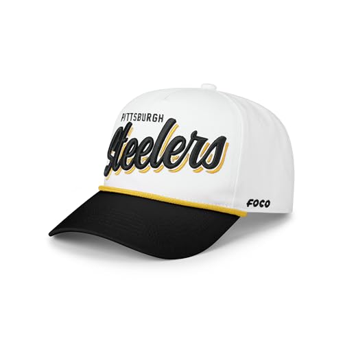 FOCO Pittsburgh Steelers NFL Monty Script Marquee RF Cap - White/Black