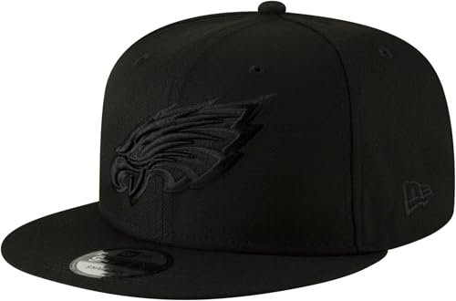 New Era NFL 9FIFTY Black On Black Adjustable Snapback Hat Cap One Size Fits All (Philadelphia Eagles)
