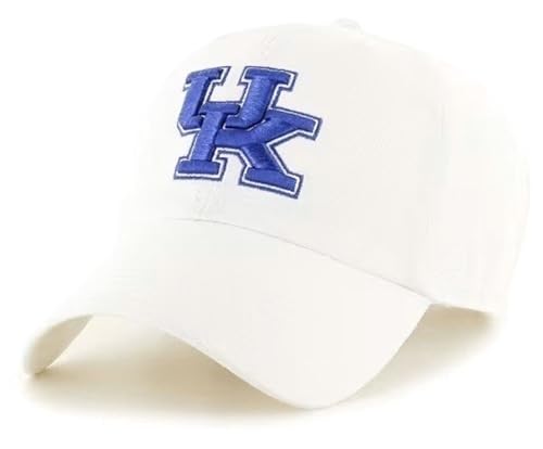 Kentucky Wildcats White Relaxed Fit Hat Blue UK Embroidered Logo Unisex Cap | Officially Licensed, Broken-in Feel, Clean-up Style, University of Kentucky Pride, Premium Materials, Comfortable fit