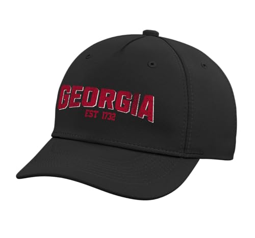 Georgia GA Vintage Athletic Design Red Sports Adjustable Printed Baseball Hat, Black