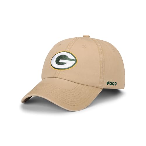 FOCO Green Bay Packers NFL Primary Logo Casual Cap - Khaki