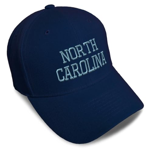 Baseball Caps for Men & Women Embroidered North Carolina USA Nc Nca. Carolinian Tar Heel Ladies and Gentlemen Hats Acrylic Navy Design Only