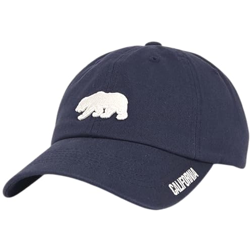 E BY ELIDAN California Bear Dad Hat, Low Profile Embroidered, Navy