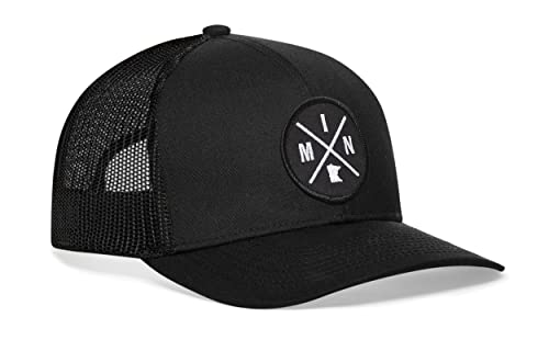 HAKA Minnesota Black Trucker Hat – MIN Mesh Snapback Cap for Men, Women & Golf, State X Design Baseball Dad Hat