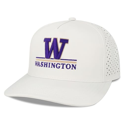 Legacy NCAA Officially Licensed Baseball Hat, Washington Huskies Team Color | Cut Above Adjustable (CUT) - Lightweight Cap for Men & Women, One Size Fits Most, Snapback Closure, White