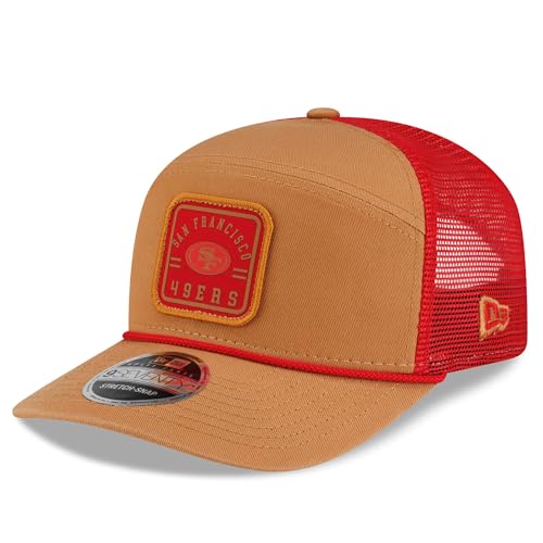 New Era Men's Brown/Scarlet San Francisco 49ers Team Patch Split Panel 9SEVENTY Adjustable Trucker Hat