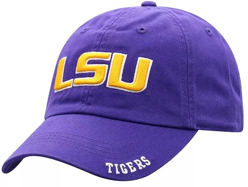 Officially Licensed LSU University Classic Edition Hat Adjustable Relaxed Fit Tigers Team Logo Embroidered Cap (Purple)
