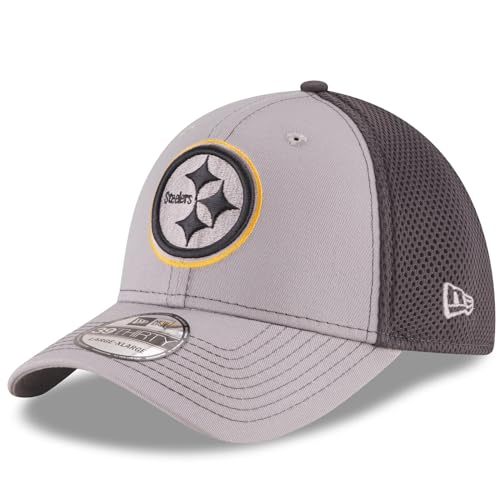 New Era Unisex-Adult NFL 39THIRTY Grayed Out Neo Primary Logo Stretch Fit Flex Football Cap Hat - Pittsburgh Steelers - Small/Medium