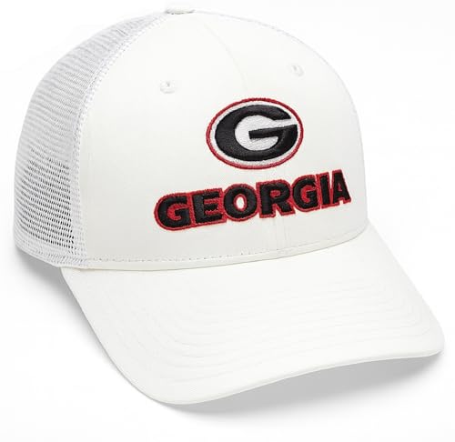 Officially Licensed University Georgia White Mesh Trucker Hat Classic Bulldogs Primary Home Team Logo Adjustable MVP Snapback Baseball Sports Ball Cap