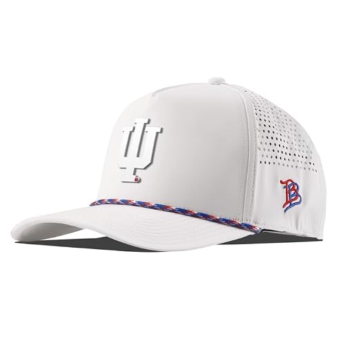 Branded Bills Officially Licensed x Indiana Hoosiers White RWB Rope 5-Panel Whiteout Indiana Team Logo PVC