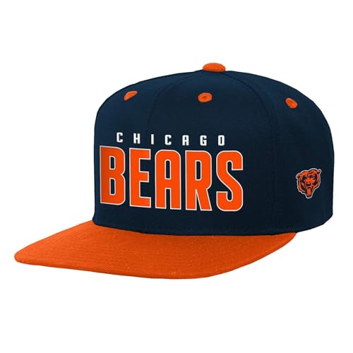 NFL Kids Youth 8-20 Official Team Lock Up Wordmark Primary Logo Snapback Adjustable Hat Cap - One Size (US, Alpha, One Size, Chicago Bears)