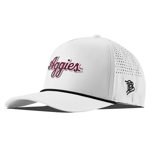 Branded Bills Texas A&M Aggies Hat for Men, NCAA Licensed 5 Panel Rope Baseball Cap, Adjustable Snapback White