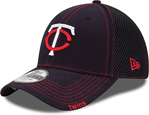 New Era MLB 39Thirty Neo Team Color Primary Logo Strech Fit Flex Baseball Cap Hat - Minnesota Twins Navy - Large-X-Large