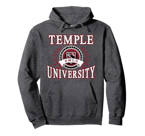 Temple Owls Laurels Dark Heather Officially Licensed Pullover Hoodie