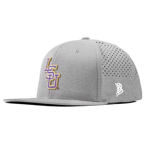 Branded Bills Officially Licensed x LSU Tigers Heather Grey Flat Performance Baseball Purple PVC